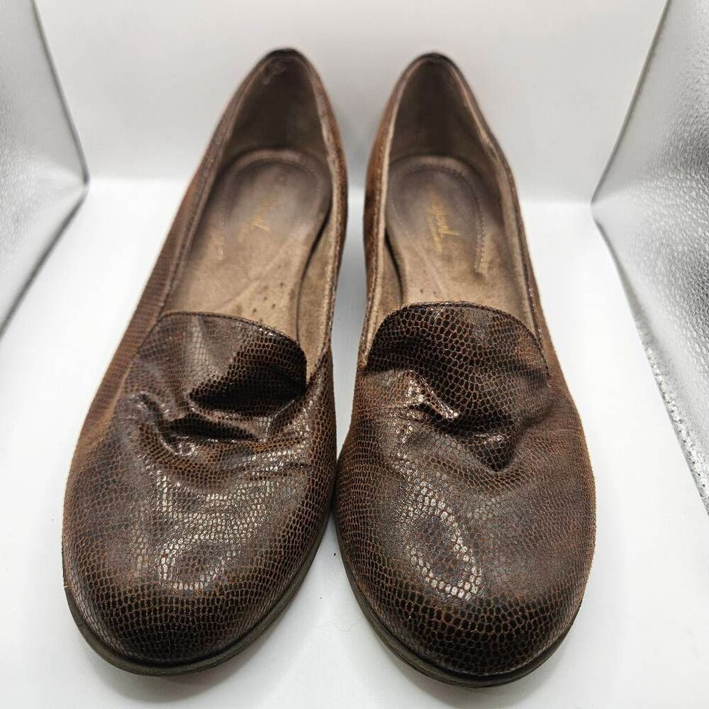 NATURAL SOUL by Naturalizer Black Slip On Reptile Pattern Loafers Sz.9